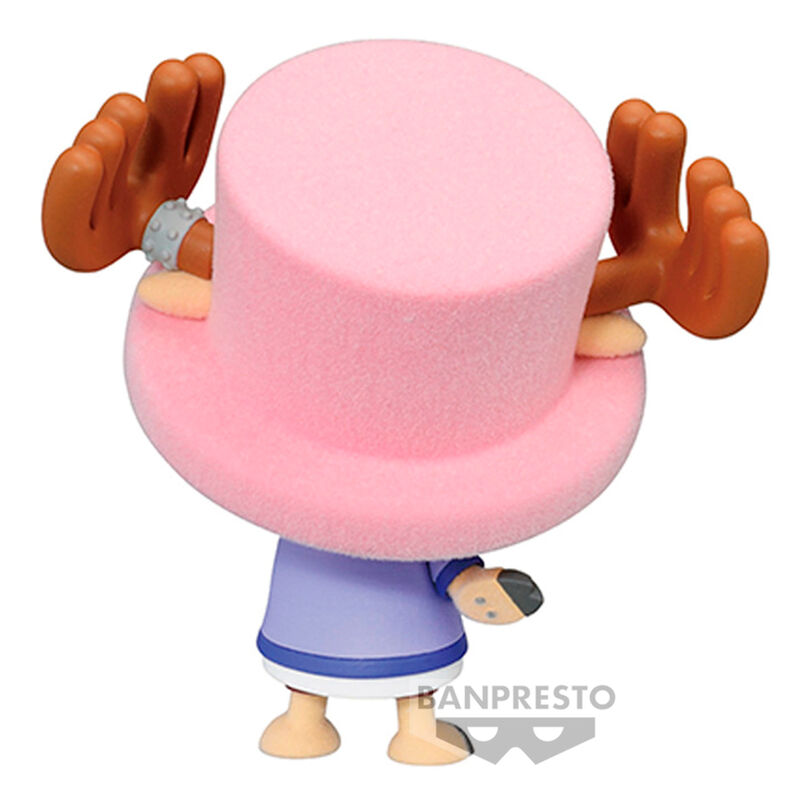 Vue latérale de la figurine Tony Chopper Fluffy Puffy montrant ses accessoires et posture