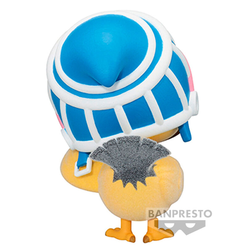 Vue rapprochée sur le visage expressif de la figurine One Piece Fluffy Puffy Karo