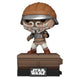 Figurine POP Deluxe FUNKO de Lando Calrissian sur le skiff de Jabba le Hutt vue de face avec détails colorés