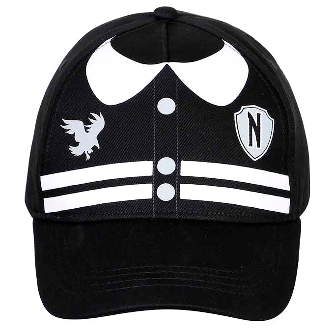 Casquette Wednesday Varsity KARACTERMANIA vue de face en coton et polyester pour enfant de 8 ans