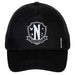 Casquette Wednesday pour enfant taille 8 ans vue de face avec logo KARACTERMANIA