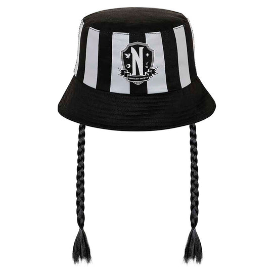 Vue de face du chapeau bob tressé Wednesday pour enfant taille 8 ans 55 cm, design original et confortable