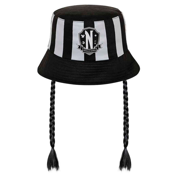 Vue de face du chapeau bob tressé Wednesday pour enfant taille 8 ans 55 cm, design original et confortable