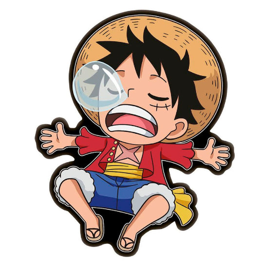 Coussin 3D Monkey D. Luffy de One Piece en velboa, 35cm, avec détails précis du personnage, produit officiel TOEI ANIMATION.