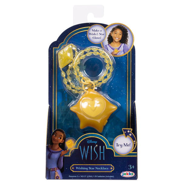 Collier Disney Wish Upon a Star avec étoile lumineuse allumée sur fond blanc