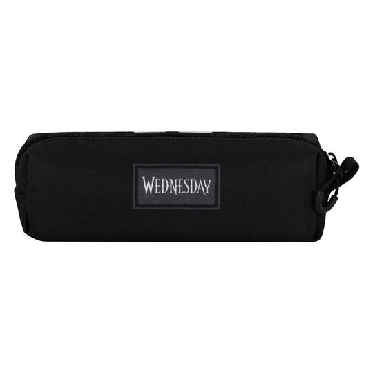 Trousse Wednesday Uniform KARACTERMANIA vue de face avec motif détaillé et fermeture éclair visible