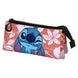 Détail des trois compartiments zippés de la trousse Stitch Maui KARACTERMANIA
