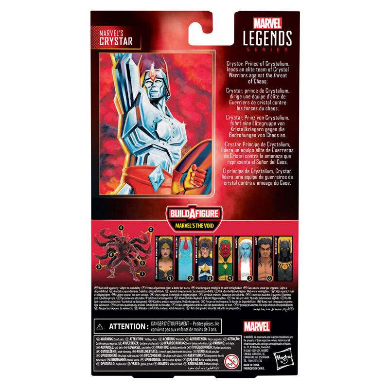 Figurine Crystar Marvel Legends posée sur un fond neutre blanc pour exposition