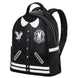 Vue de face du sac à dos Wednesday Varsity KARACTERMANIA avec son design distinctif
