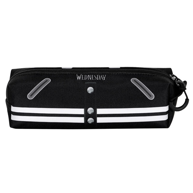 Photo de la trousse Wednesday Varsity KARACTERMANIA ouverte révélant son compartiment unique spacieux