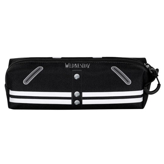 Photo de la trousse Wednesday Varsity KARACTERMANIA ouverte révélant son compartiment unique spacieux