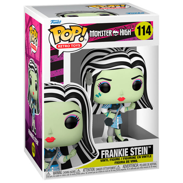 Figurine Funko POP Monster High Frankie de 9 cm en boîte vitrine transparente, vue de face