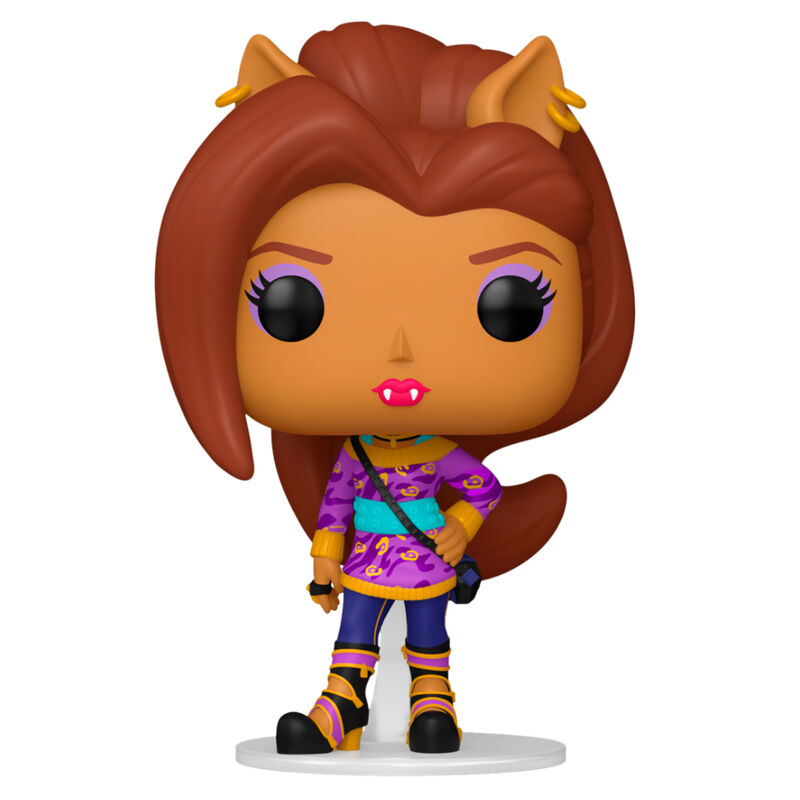 Vue rapprochée de la figurine Funko POP Clawdeen Monster High avec détails précis du visage et costume