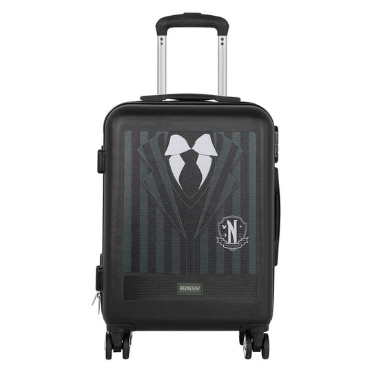 Valise trolley cabine Wednesday Uniform KARACTERMANIA vue de face avec poignée rétractable