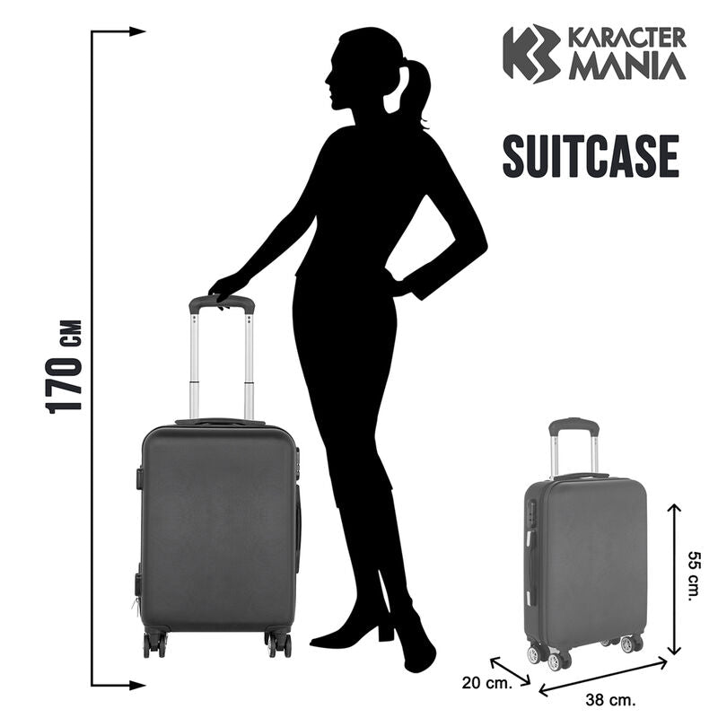 Zoom sur les 4 roues pivotantes à 360 degrés de la valise trolley KARACTERMANIA