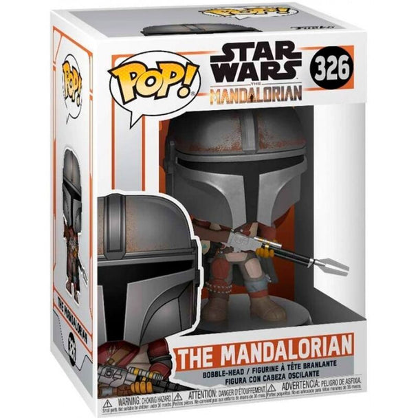 Vue rapprochée de la figurine Funko POP Mandalorian avec détails précis et couleurs vives