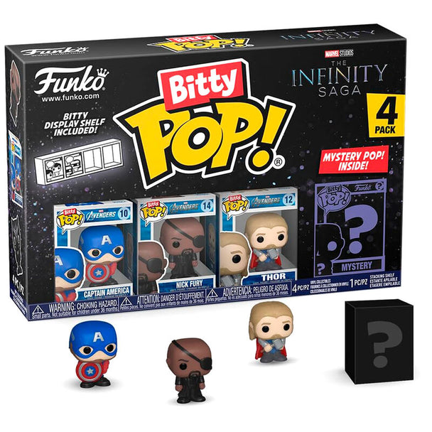 Vue rapprochée sur la figurine Bitty POP Captain America de la série Infinity Saga FUNKO