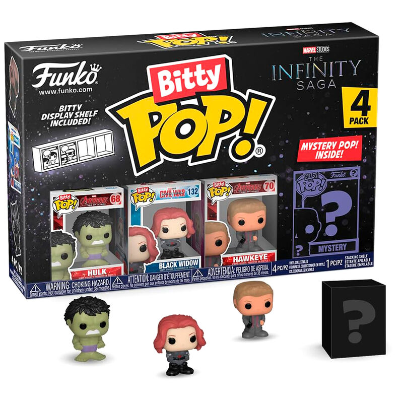 Zoom sur la figurine Hulk Bitty POP Marvel dans son boîtier transparent avec socle amovible