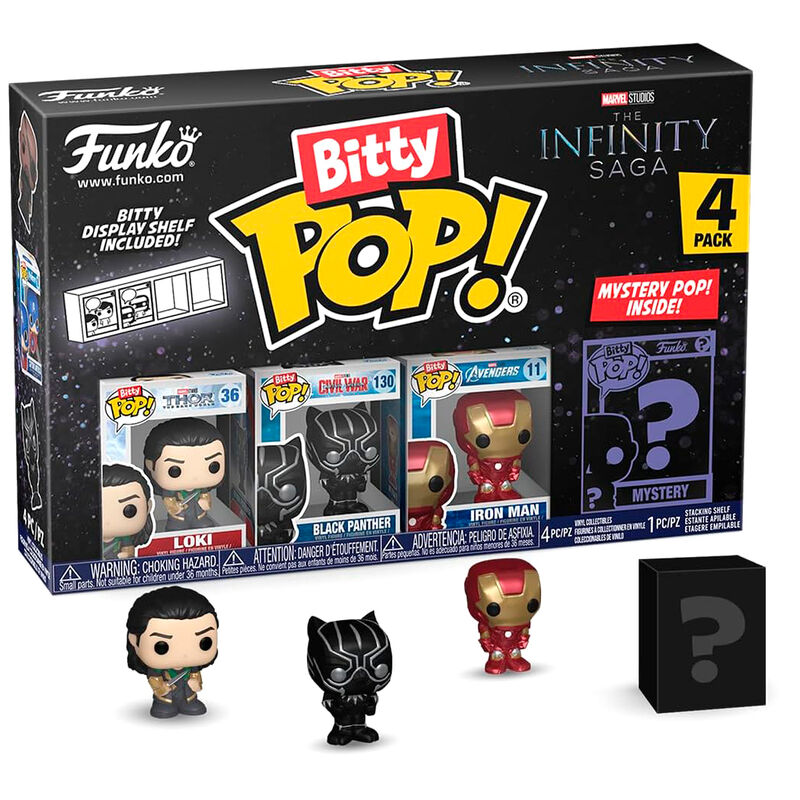 Zoom sur une figurine Bitty POP Loki Marvel avec détails soignés et base acrylique détachable