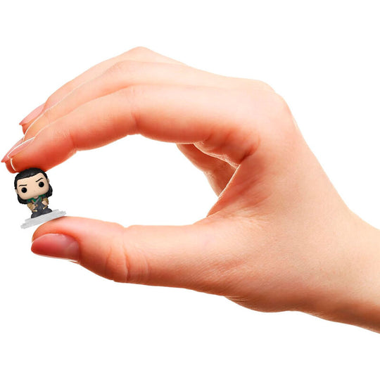 Présentation des 4 figurines Bitty POP Loki Marvel, dont une figurine rare, dans leur emballage transparent