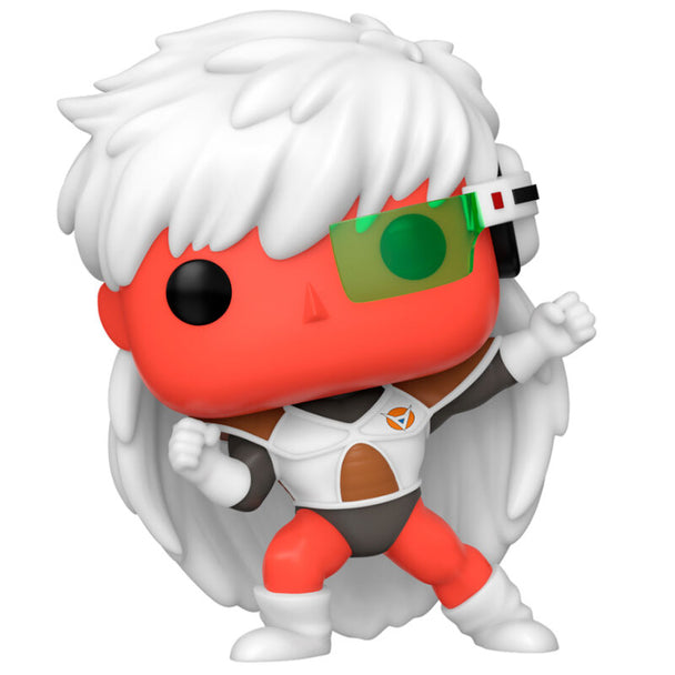 Figurine Funko POP Dragon Ball Z Jiece, gros plan sur les détails du visage et costume violet dans son emballage