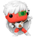 Figurine Funko POP Dragon Ball Z Jiece, gros plan sur les détails du visage et costume violet dans son emballage