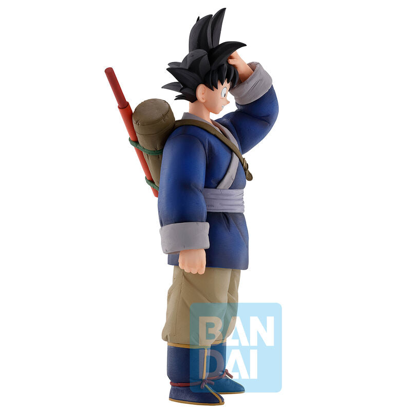 Figurine Son Goku avec effets d'énergie sculptés sur le socle