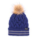 Détail du tricot fin et des couleurs bleu et bronze du bonnet Ravenclaw