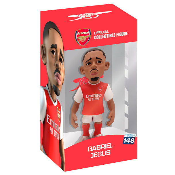 Figurine Minix de Gabriel Jesus en maillot rouge d'Arsenal, hauteur 12cm, vue de face avec détails réalistes