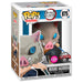 Vue latérale de la figurine Funko POP d'Inosuke Hashibira avec son masque de sanglier et détails colorés dans sa boîte