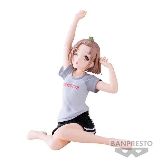 Figurine Asahi Serizawa de 10 cm issue de The Idolmaster Shiny Colors, fabriquée par BANPRESTO, vue de face avec détails précis et couleurs vives.