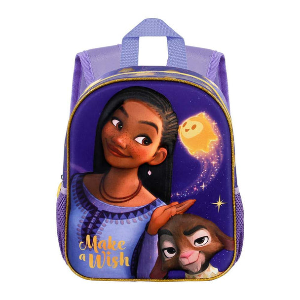 Sac à dos Disney Wish 3D de 31cm avec design embossé en relief sur le devant