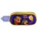 Vue de face de la trousse Disney Wish 3D double compartiment avec design embossé et fermeture éclair