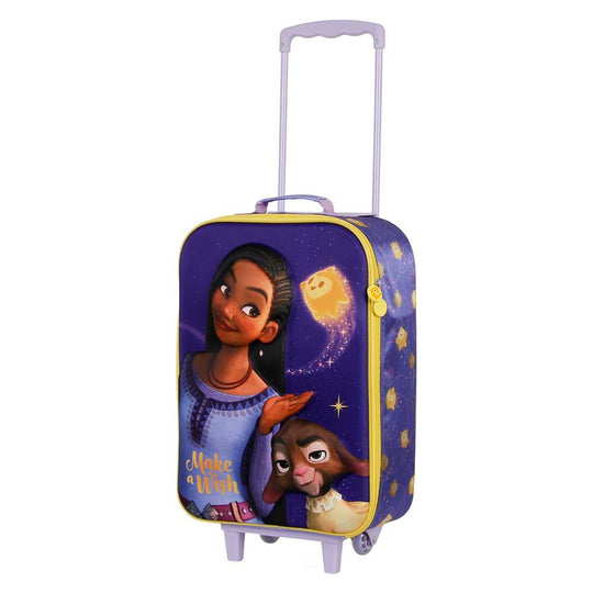 Valise trolley Disney Wish 3D vue de face avec design coloré et logo KARACTERMANIA