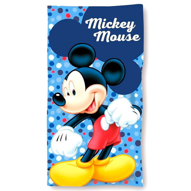 Serviette de plage Disney Mickey en coton 100%, dimensions 70x140 cm, avec design coloré et doux au toucher.