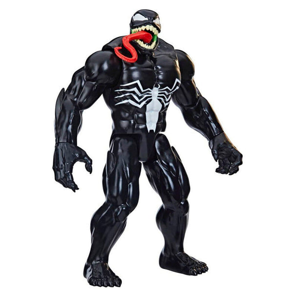 Figurine Marvel Titan Hero Venom Spider-Man 30cm en position dynamique montrant l'articulation des bras et jambes, idéale pour collection et jeu