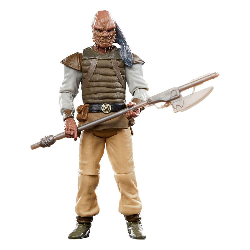Figurine Weequay de 9,5 cm avec accessoires posée sur fond neutre, édition Retour du Jedi