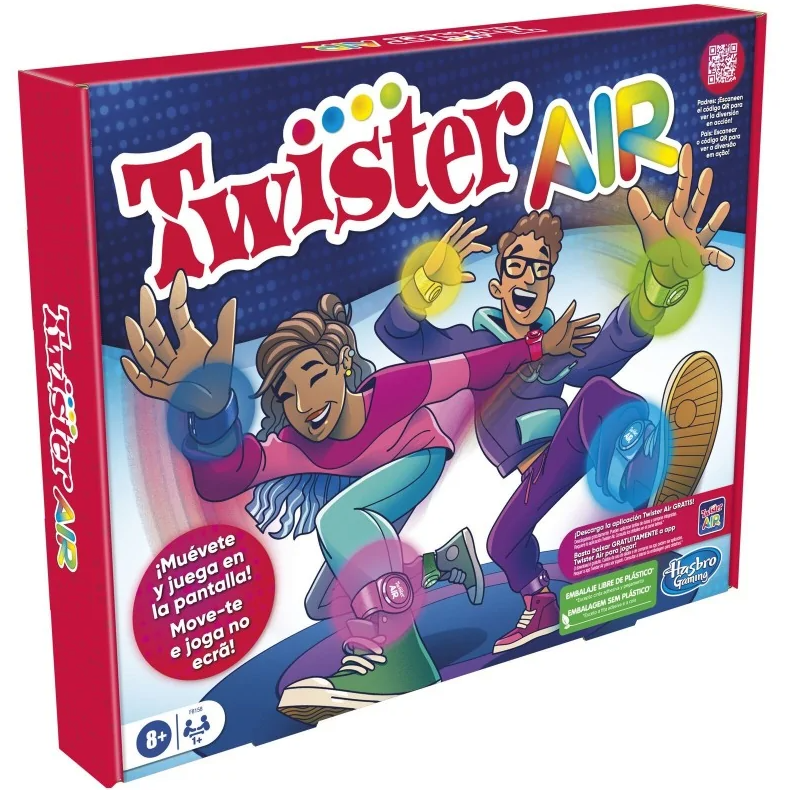 Vue du jeu Spanish Twister Air de HASBRO avec tapis coloré et accessoires pour jouer à plusieurs dès 8 ans
