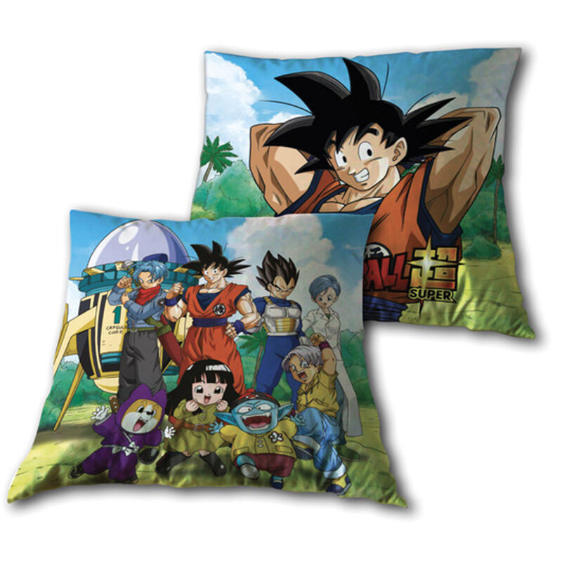 Coussin Dragon Ball Super officiel TOEI ANIMATION en microfibre 35x35cm avec design coloré et détails précis