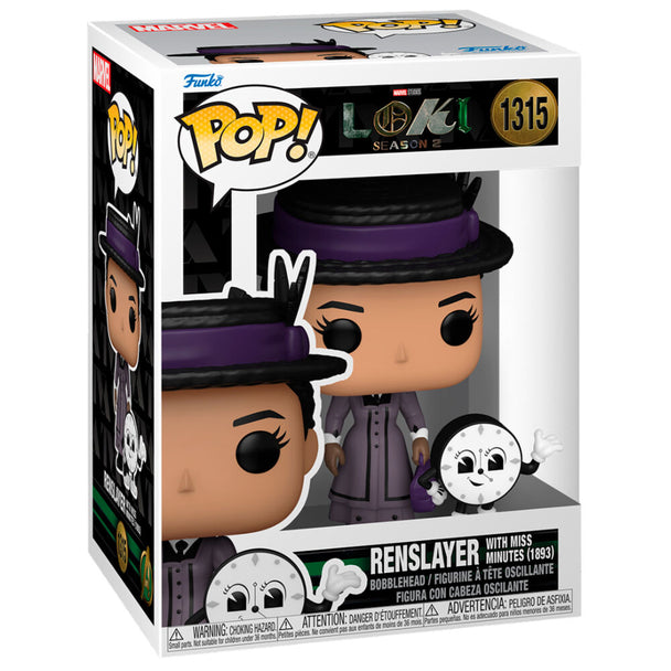 Vue de face de la figurine Funko POP Loki 2 Renslayer Marvel avec détails colorés et boîte transparente