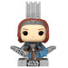 Figurine POP Deluxe Bo-Katan Kryze de Star Wars Mandalorian vue de face avec détails de l'armure et casque bleu