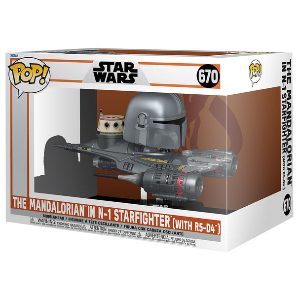 Figurine POP Mandalorian pilotant le N-1 Starfighter avec des détails précis du vaisseau et des couleurs fidèles