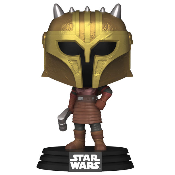 Figurine Funko POP The Armorer de Star Wars Mandalorian vue de face dans sa boîte vitrine de 9 cm