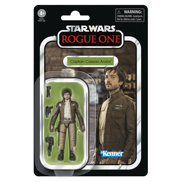 Figurine articulée Captain Cassian Andor de 9,5 cm vue de face avec accessoires Star Wars Rogue One