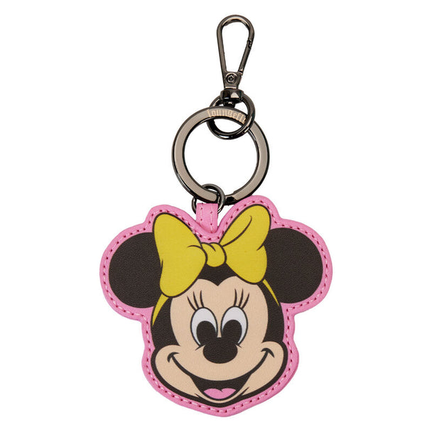 Porte-clés Loungefly Minnie Mouse en cuir vegan avec visage classique de Minnie
