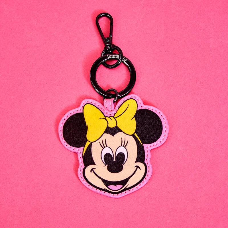 Vue d'ensemble du porte-clés Minnie Mouse Loungefly sur fond blanc
