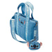 Détail de la quincaillerie métallique argentée sur le sac tote Stitch Loungefly