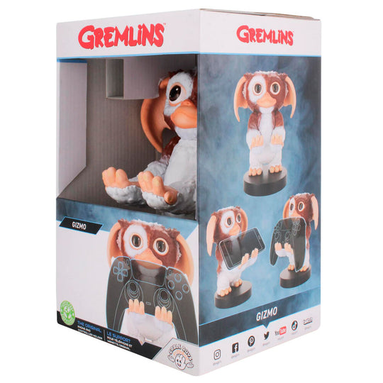Présentation du support Gremlins Gizmo tenant une télécommande et un smartphone iPhone