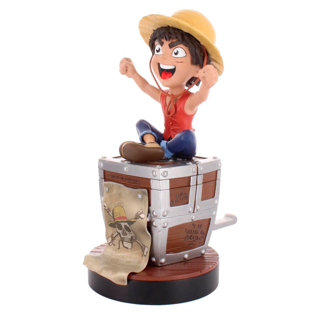 Support Cable Guy Luffy tenant une manette Xbox Series X sur fond blanc