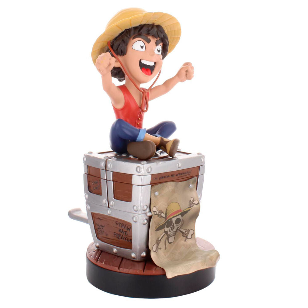 Support Cable Guy Luffy avec manette PlayStation 5 et smartphone côte à côte